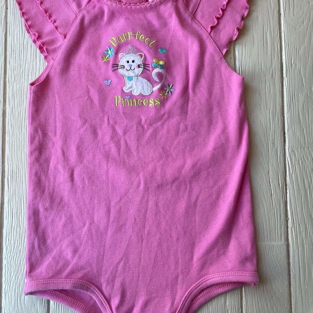 Okie Dokie Pink Cat Onesie 24 Months y2k